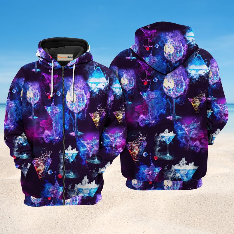 Cocktail Moon Purple Art – 3D Hoodie