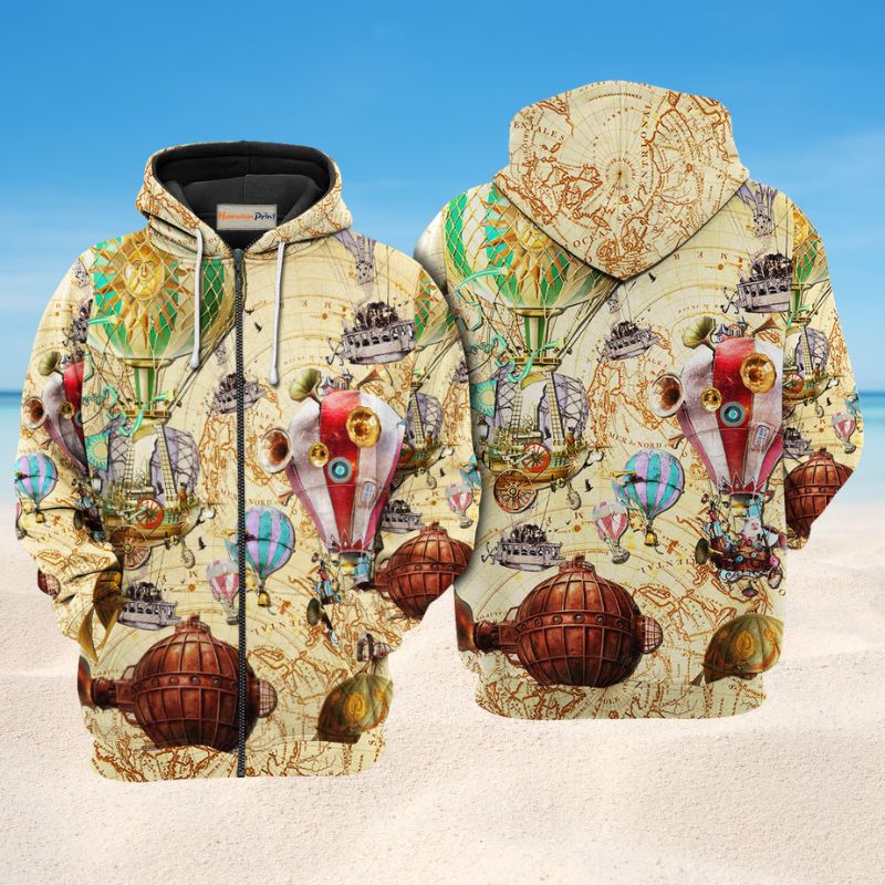 Hot Air Balloon Fly High Art – 3D Hoodie