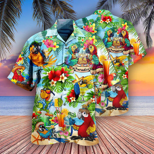 Cocktail And Parrots Tropical Vintage Style - Hawaiian Shirt
