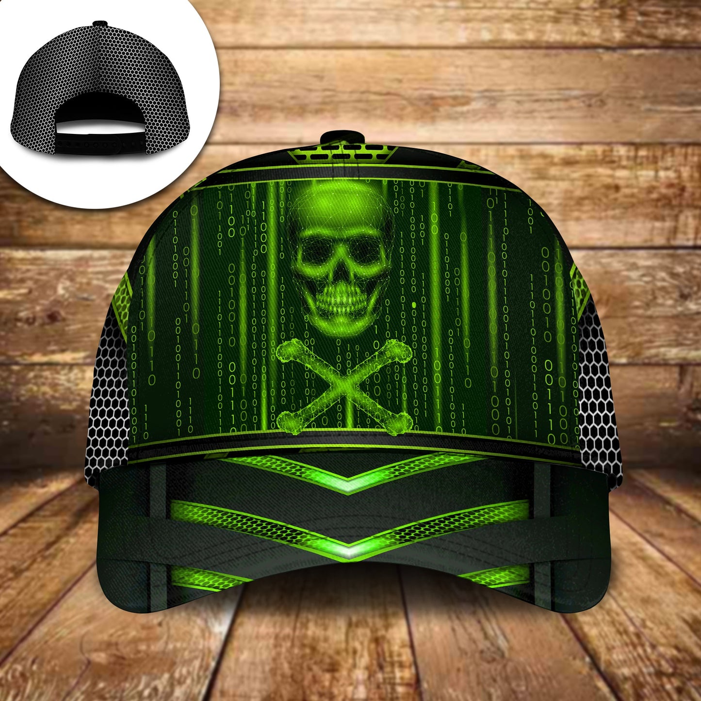 Coder Skull Green Tech Style – Classic Cap