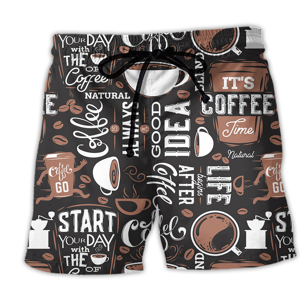 Coffee Start Your Day Motivation - Beach Short