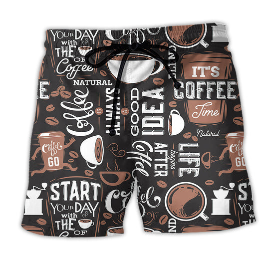 Coffee Start Your Day Motivation - Beach Short