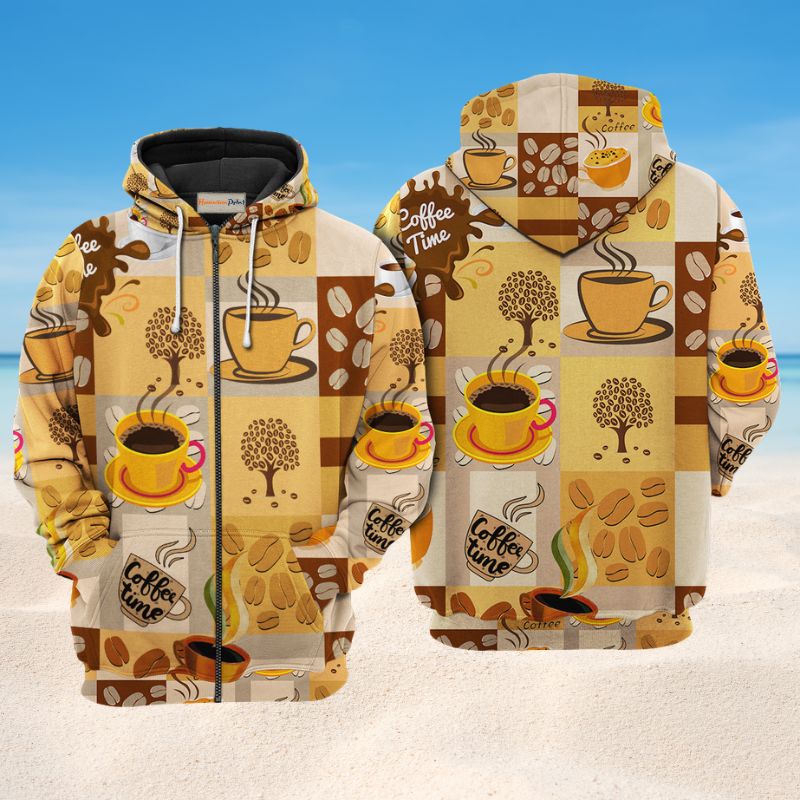 Coffee Time Quote Art – 3D Hoodie