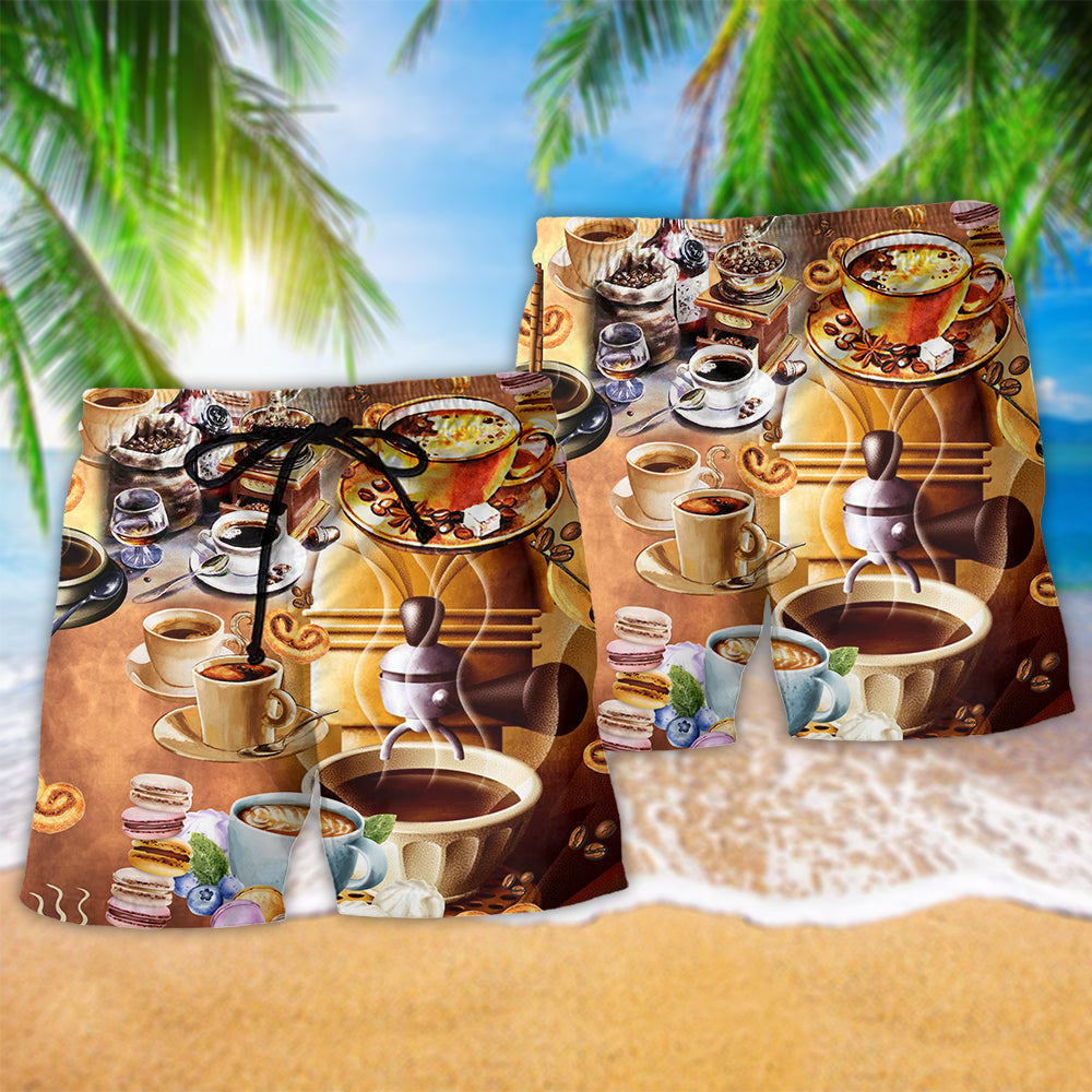Coffee Humor Vintage Style - Beach Short