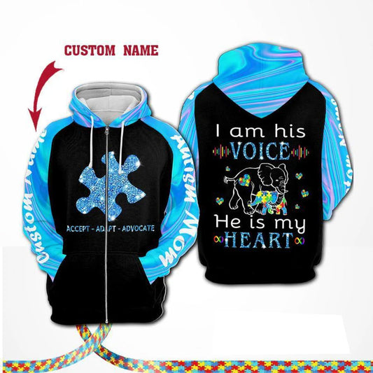 Collection Autism Mom He Is My Heart Quote – 3D Hoodie