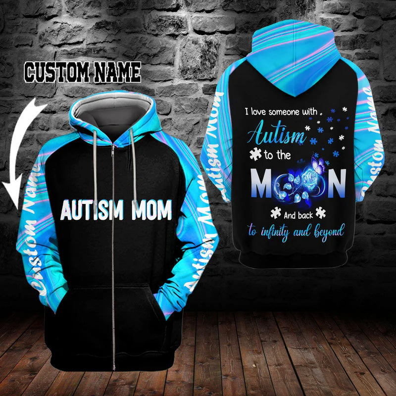 Collection Autism Mom To The Moon Quote – 3D Hoodie