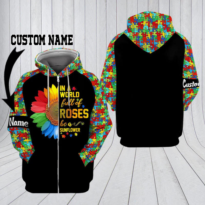 Collection Sunflower Autism Quote Design – 3D Hoodie