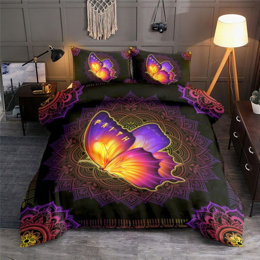 Colorful Butterfly Faith Christian Bedding Cover For Faith Bedroom Decor
