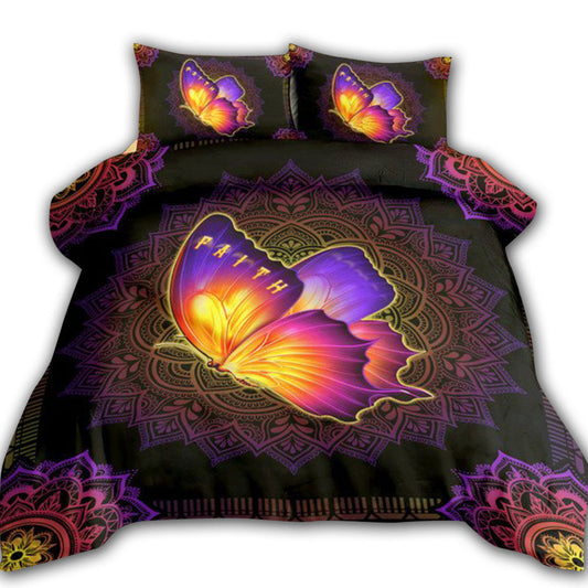 Colorful Butterfly Faith Christian Bedding Cover For Faith Bedroom Decor