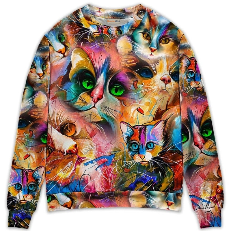 Colorful Cat Art Lover Mixer – Sweater - Ugly Christmas Sweater
