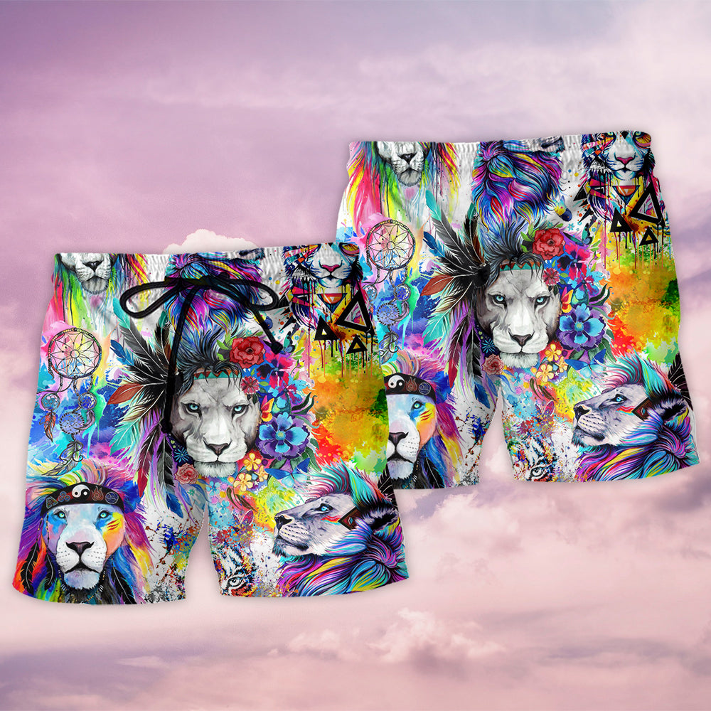 Colorful Lion Painting Cool – Beach Short