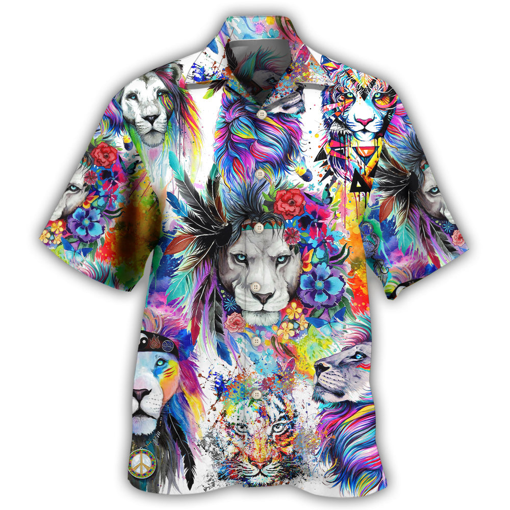 Colorful Lion Painting Art - Hawaiian Shirt