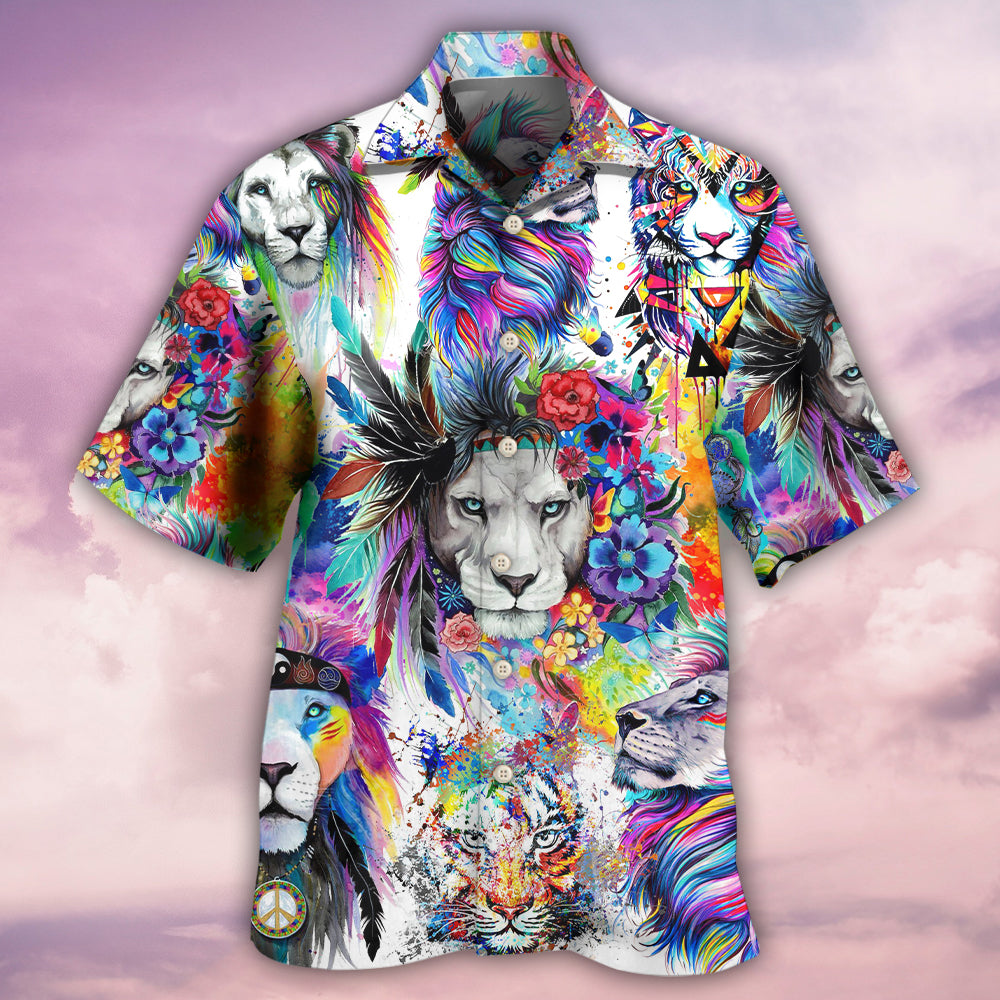 Colorful Lion Painting Art - Hawaiian Shirt