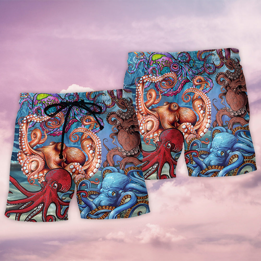 Colorful Octopus Playful Ocean Art – Beach Short