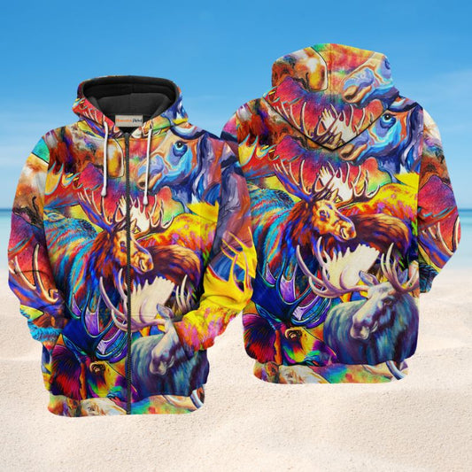 Colorful Painting Animals Art – 3D Hoodie