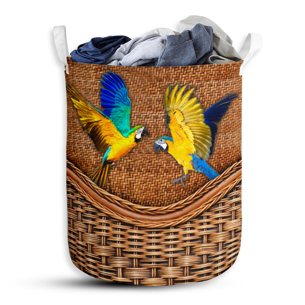 Parrot Colorful Parrot Rattan Teaxture - Laundry Basket - Owls Matrix LTD