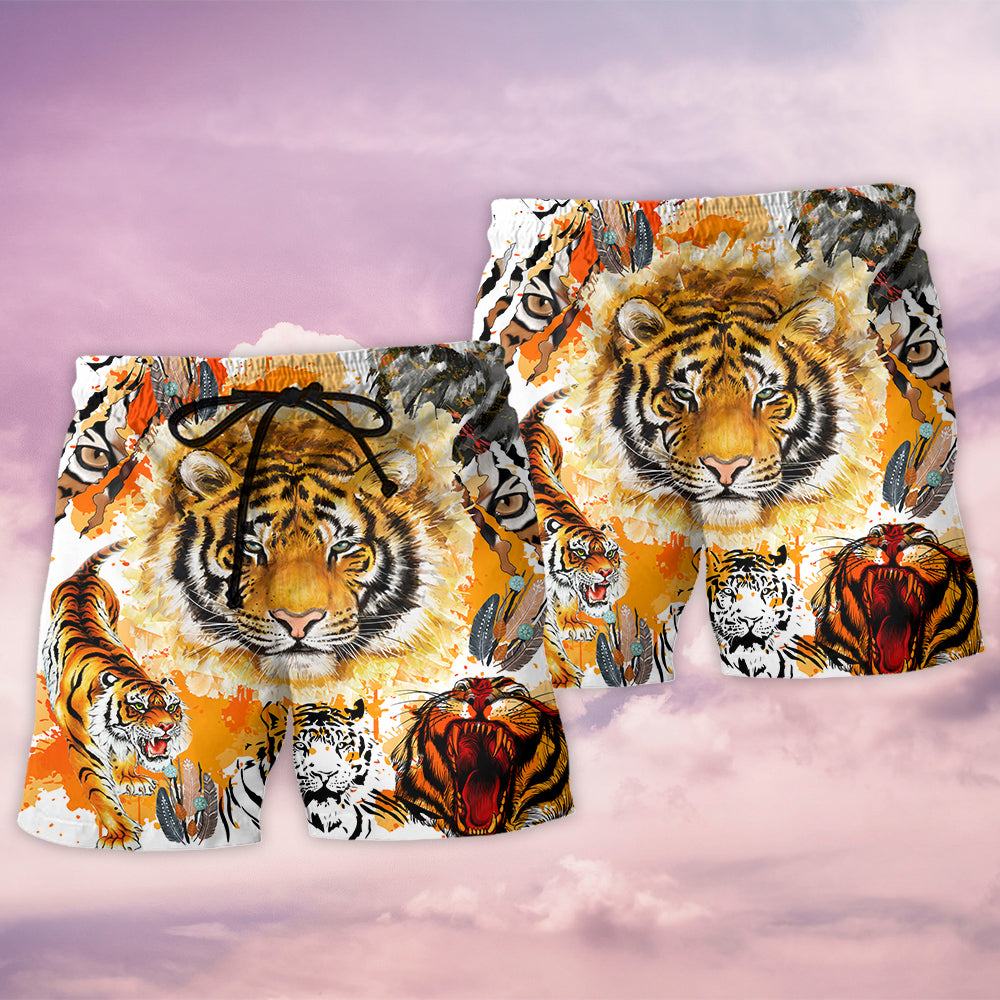 Colorful Tiger Painting Cool – Beach Short