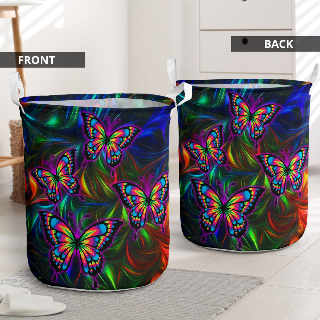 Colorful butterfly mysterious style - Laundry basket-Owls Matrix