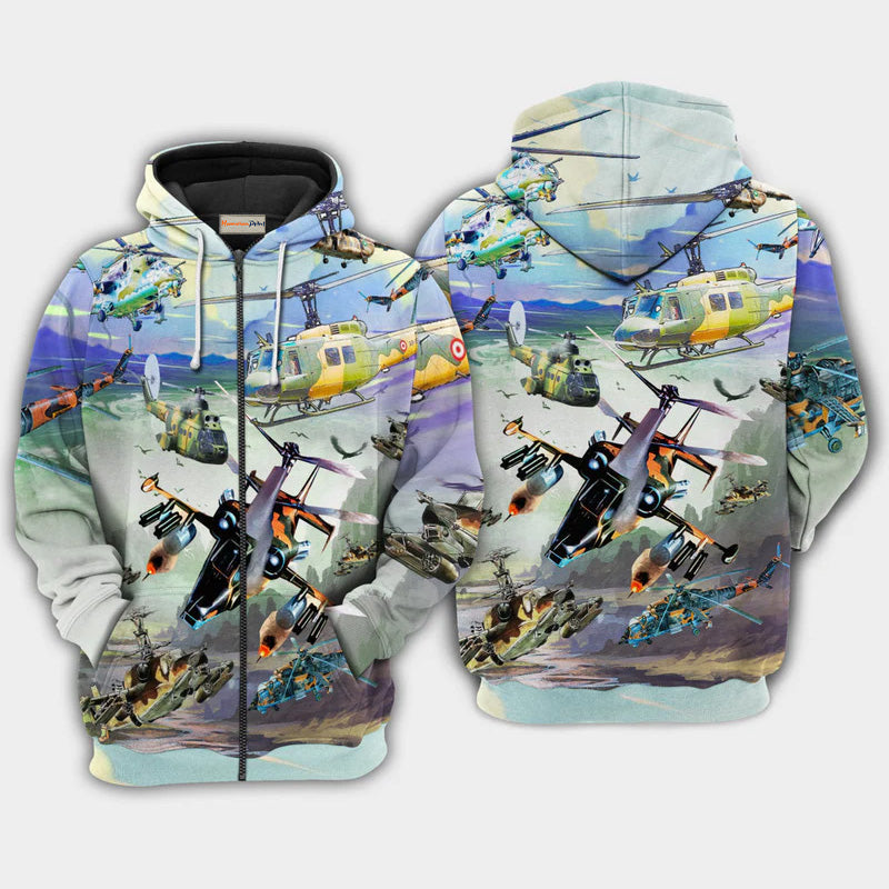 Combat Aircraft Skyline Art – 3D Hoodie