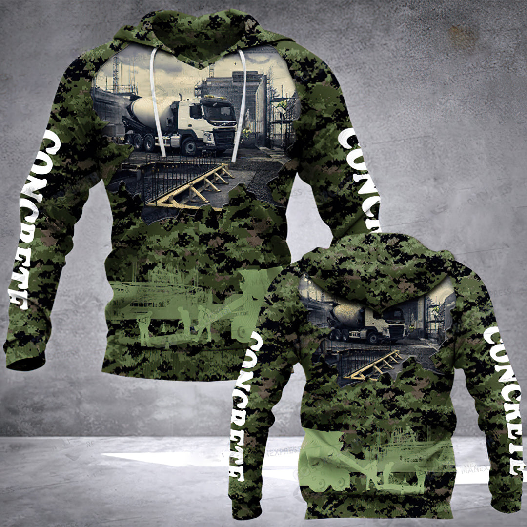 Concrete Mixer Green Art – 3D Hoodie