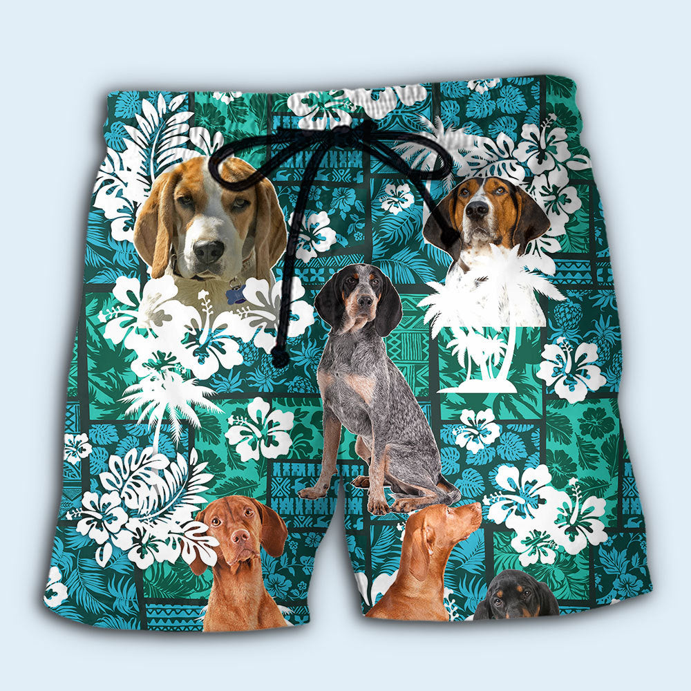 Coonhound Tropical Floral Art – Beach Short