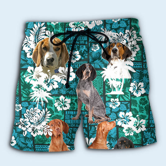 Coonhound Tropical Floral Art – Beach Short