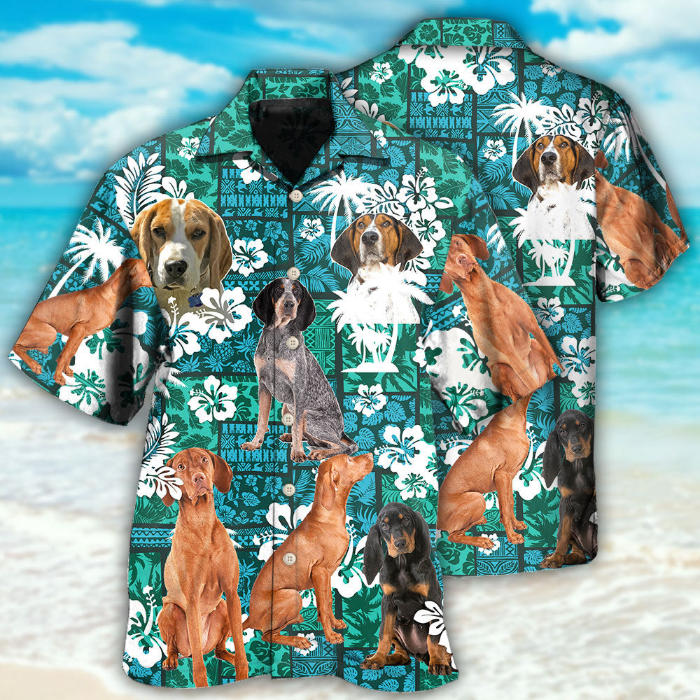 Coonhound Tropical Floral Style – Hawaiian Shirt
