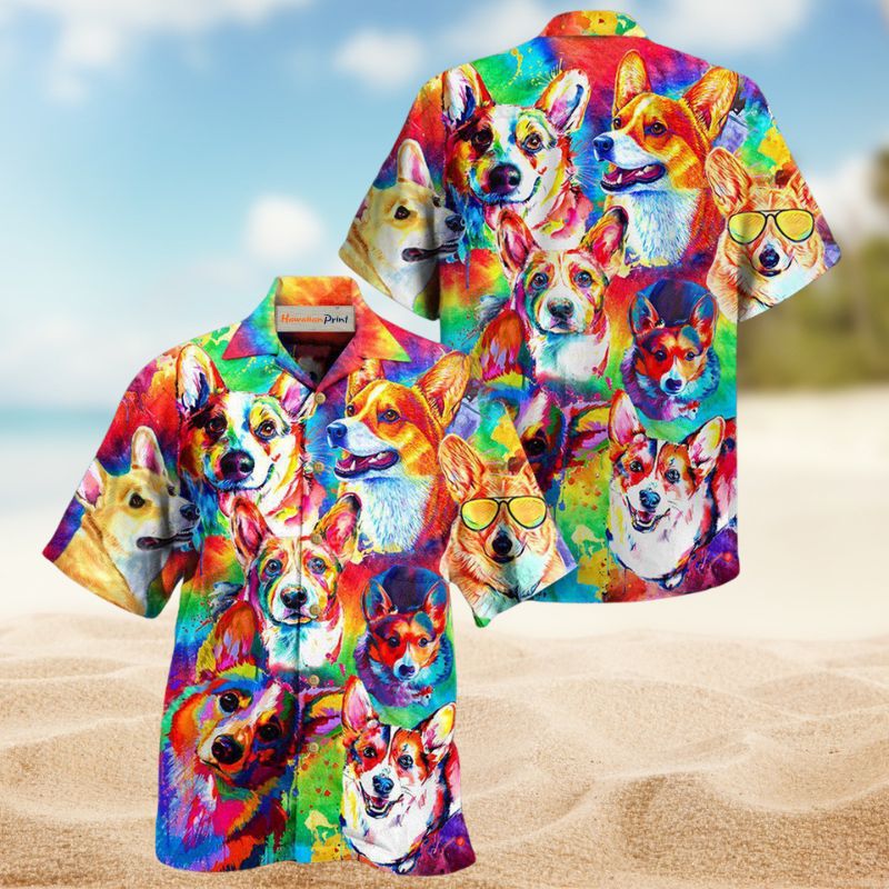Corgi Hair Don’t Care Edition – Hawaiian Shirt
