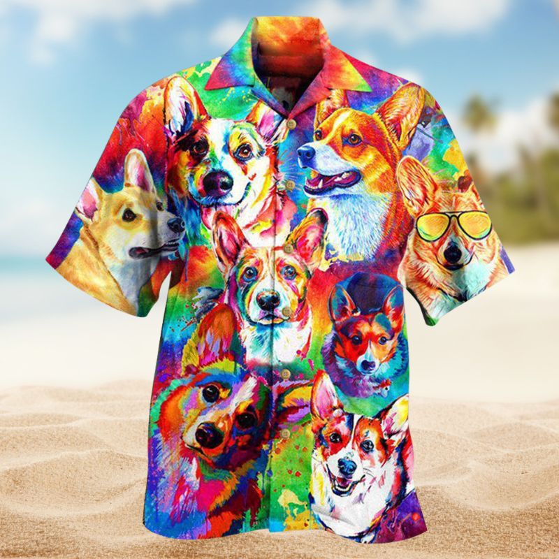 Corgi Hair Don’t Care Edition – Hawaiian Shirt