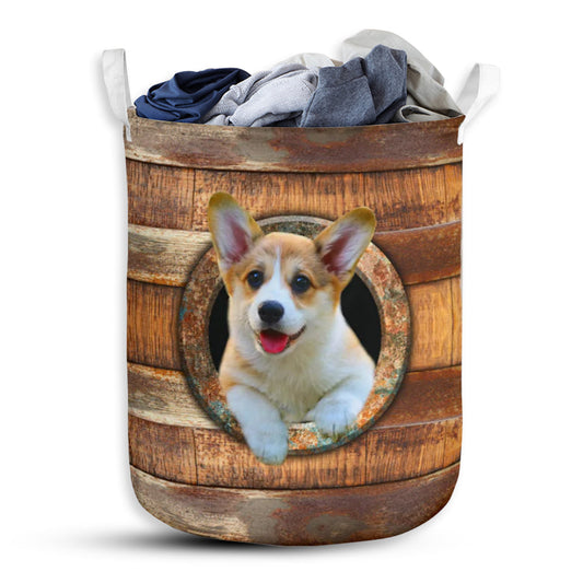 Corgi Wood Vintage Lover - Laundry Basket - Owls Matrix LTD
