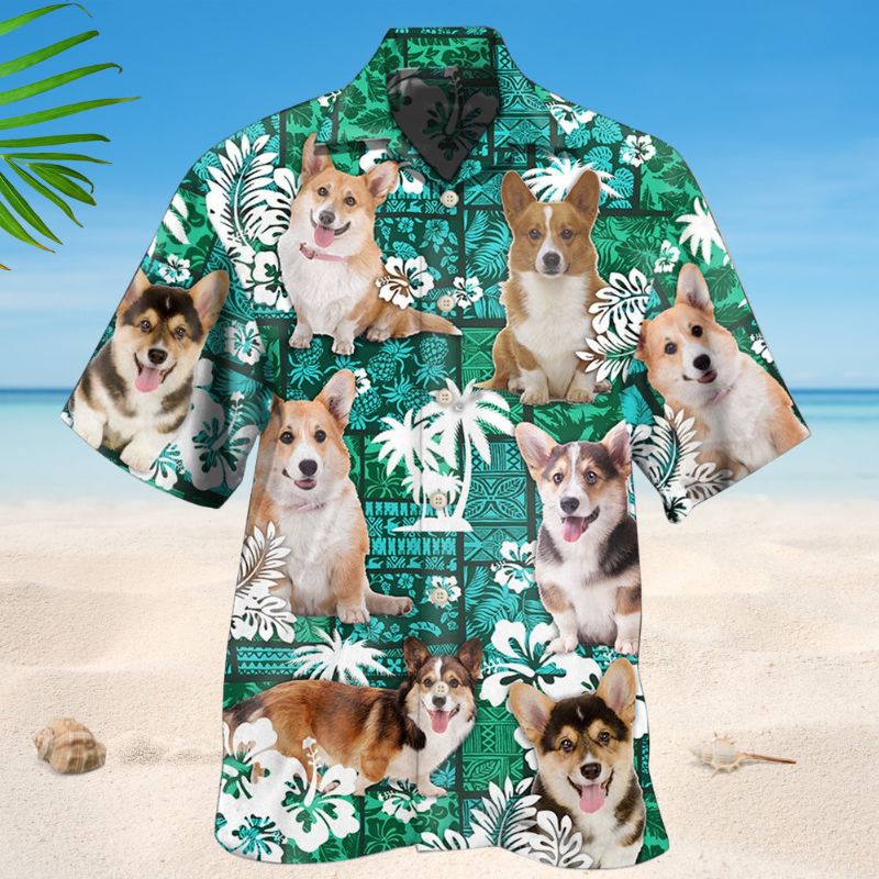 Corgi Lover Green Tropical Life Style – Hawaiian Shirt