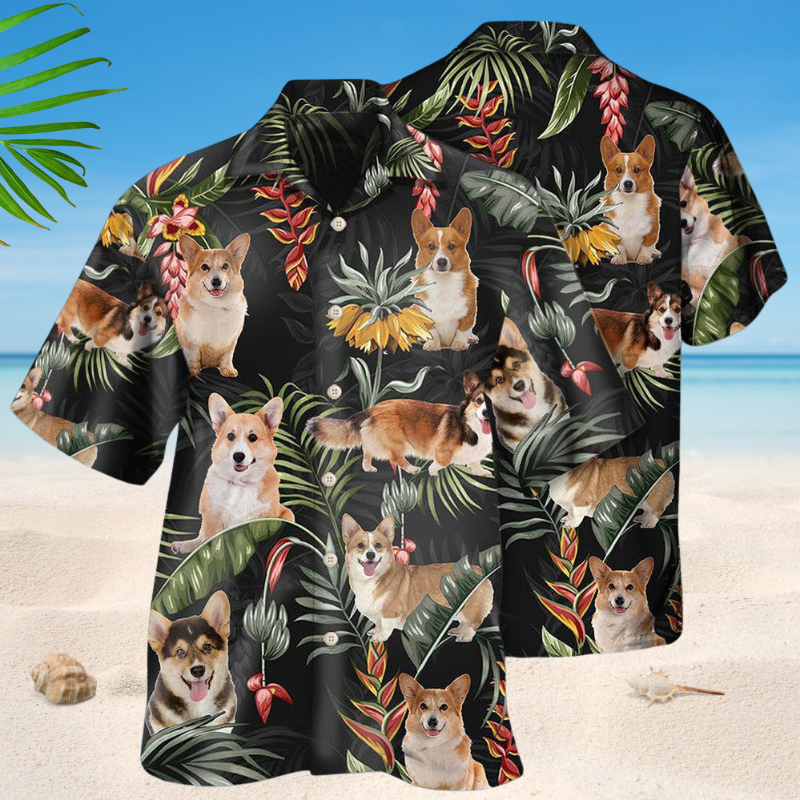 Corgi Tropical Dog Lover Style – Hawaiian Shirt