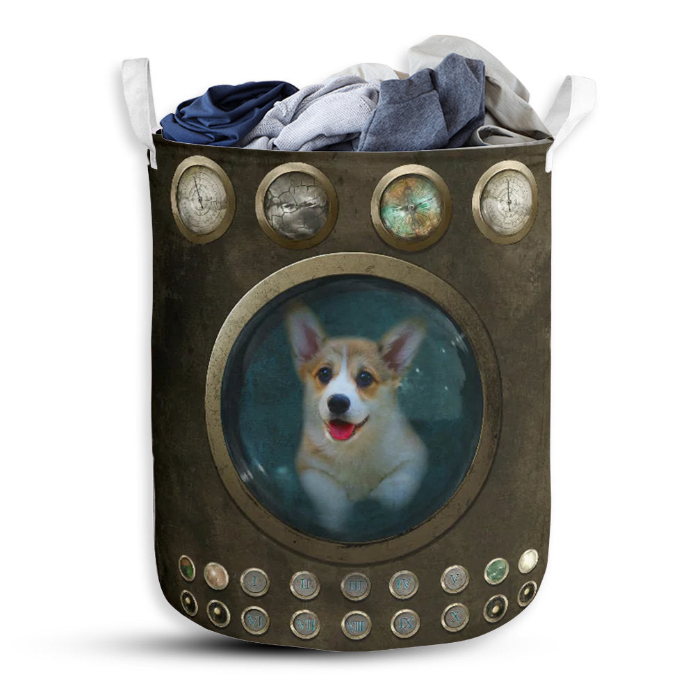 S: 17.72”x13.78” (45x35 cm) Corgi And Broken Hole - Laundry Basket - Owls Matrix LTD