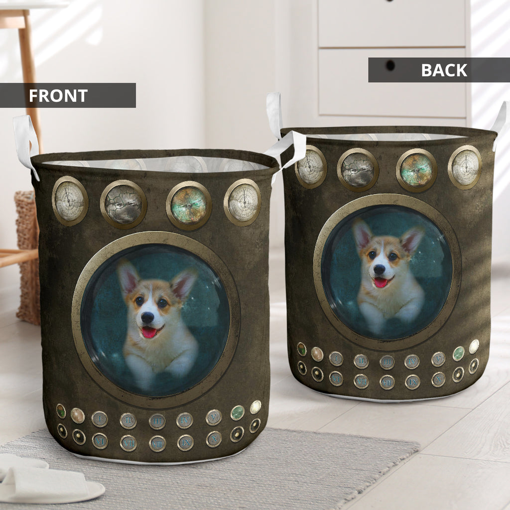 Corgi And Broken Hole - Laundry Basket - Owls Matrix LTD