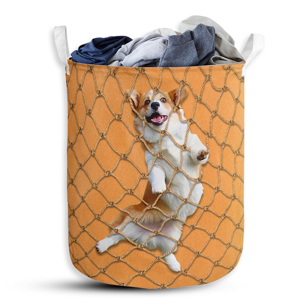 S: 17.72”x13.78” (45x35 cm) Corgi Climb On Rope Net - Laundry Basket - Owls Matrix LTD