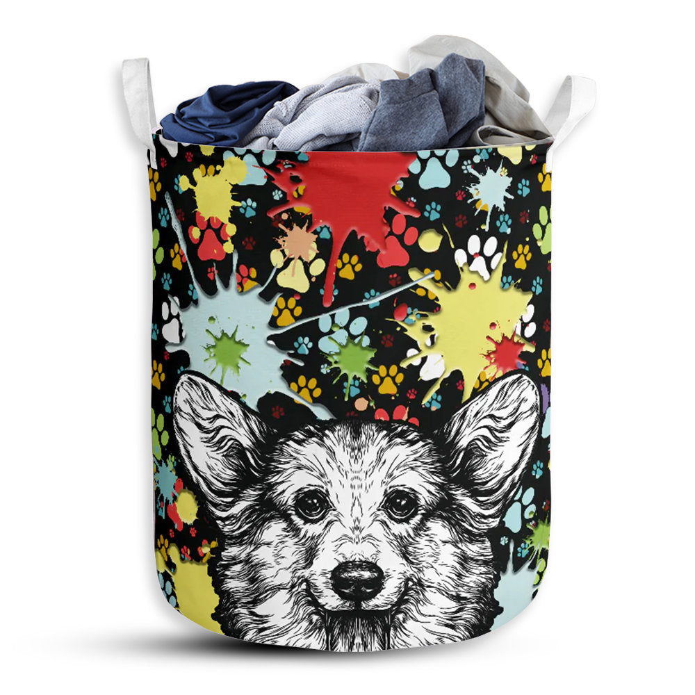 S: 17.72”x13.78” (45x35 cm) Corgi Colorful Basic Style - Laundry Basket - Owls Matrix LTD
