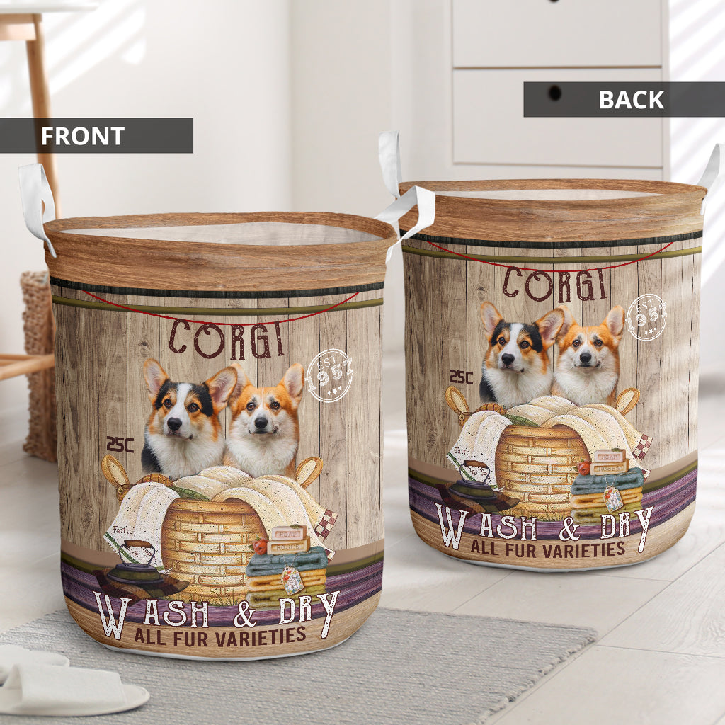Corgi Couple 1957 Style - Laundry Basket - Owls Matrix LTD