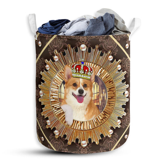 S: 17.72”x13.78” (45x35 cm) Corgi Crown Royal Style - Laundry Basket - Owls Matrix LTD