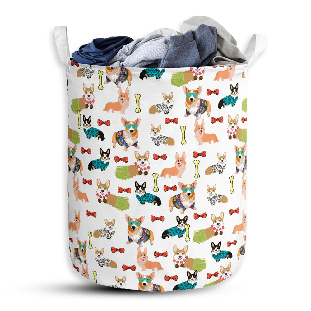 S: 17.72”x13.78” (45x35 cm) Corgi Cute Pattern Style - Laundry Basket - Owls Matrix LTD