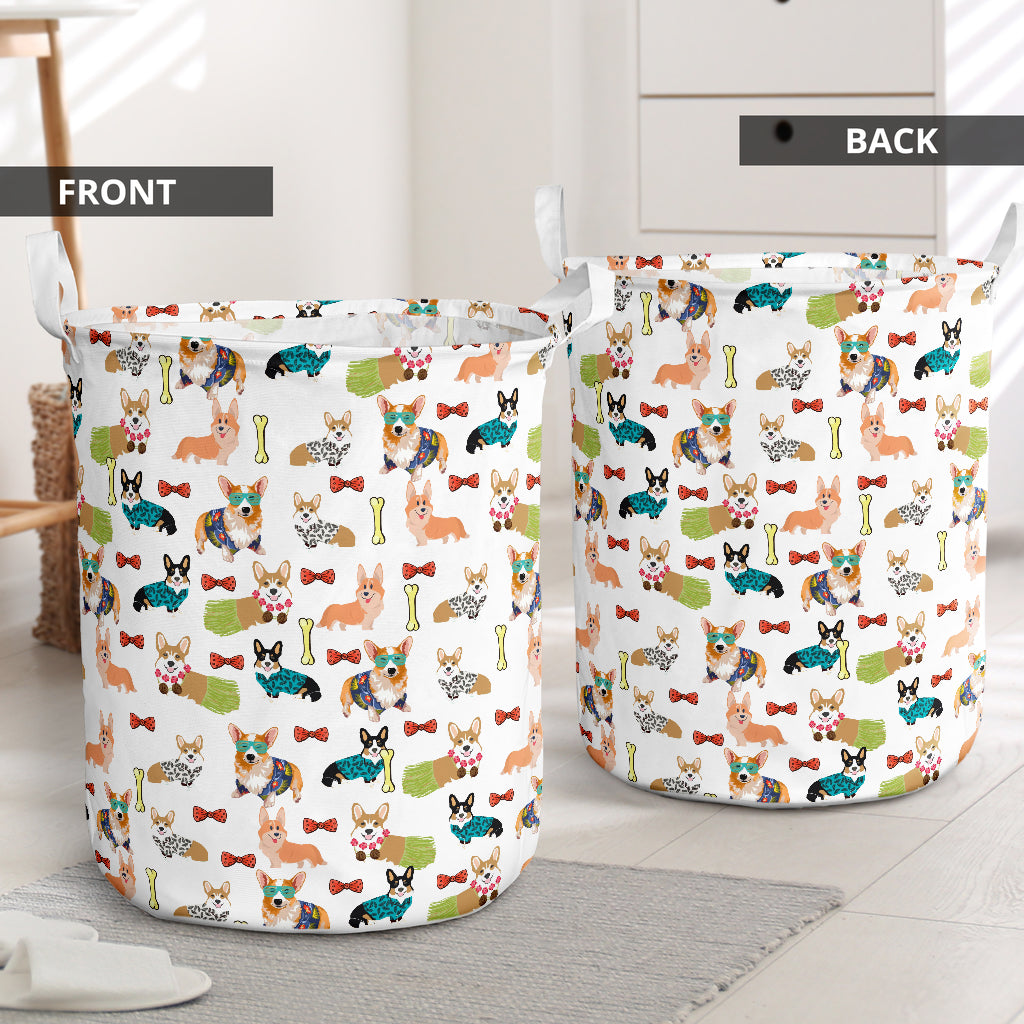 Corgi Cute Pattern Style - Laundry Basket - Owls Matrix LTD