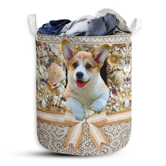 S: 17.72”x13.78” (45x35 cm) Corgi Diamond Lace Style - Laundry Basket - Owls Matrix LTD