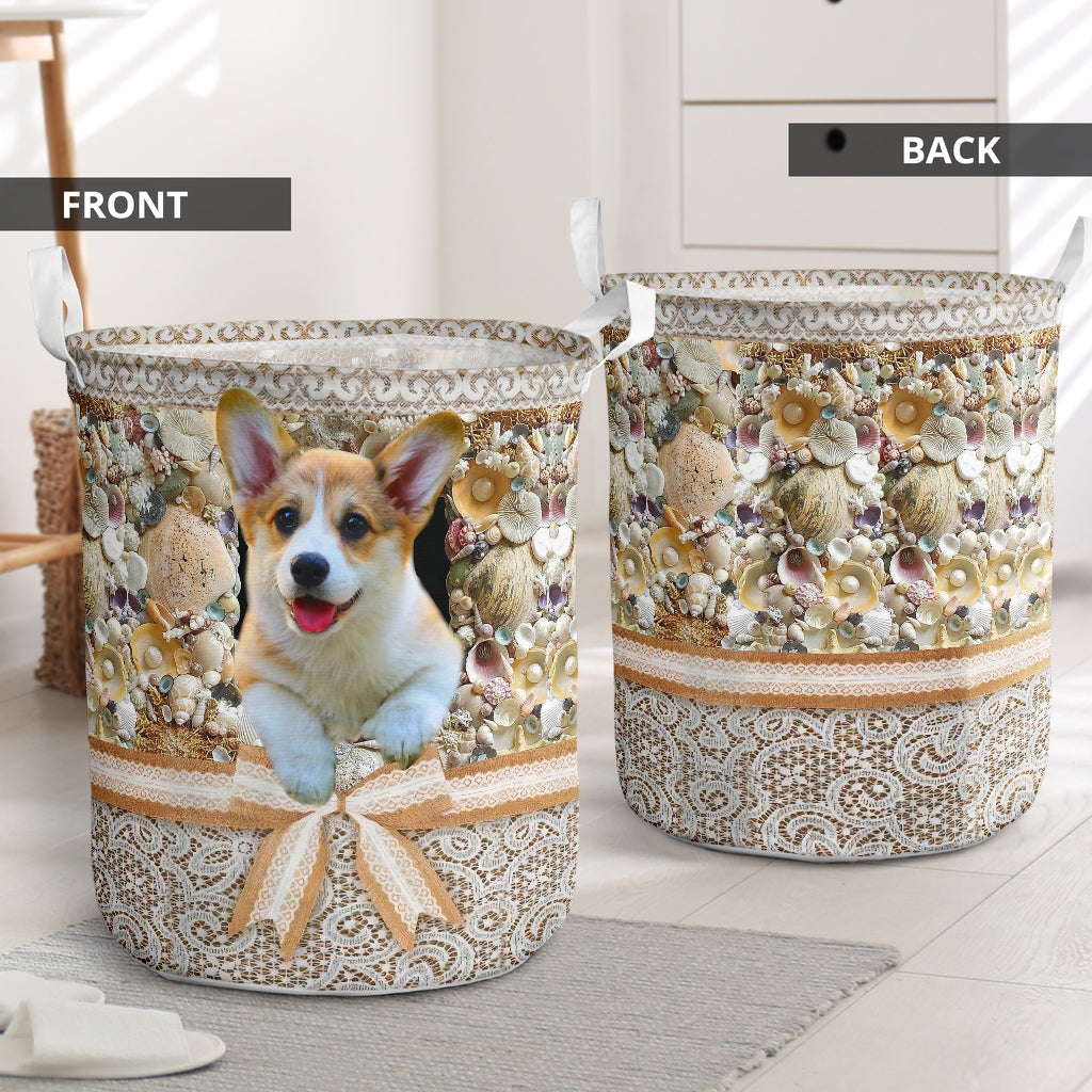 Corgi Diamond Lace Style - Laundry Basket - Owls Matrix LTD