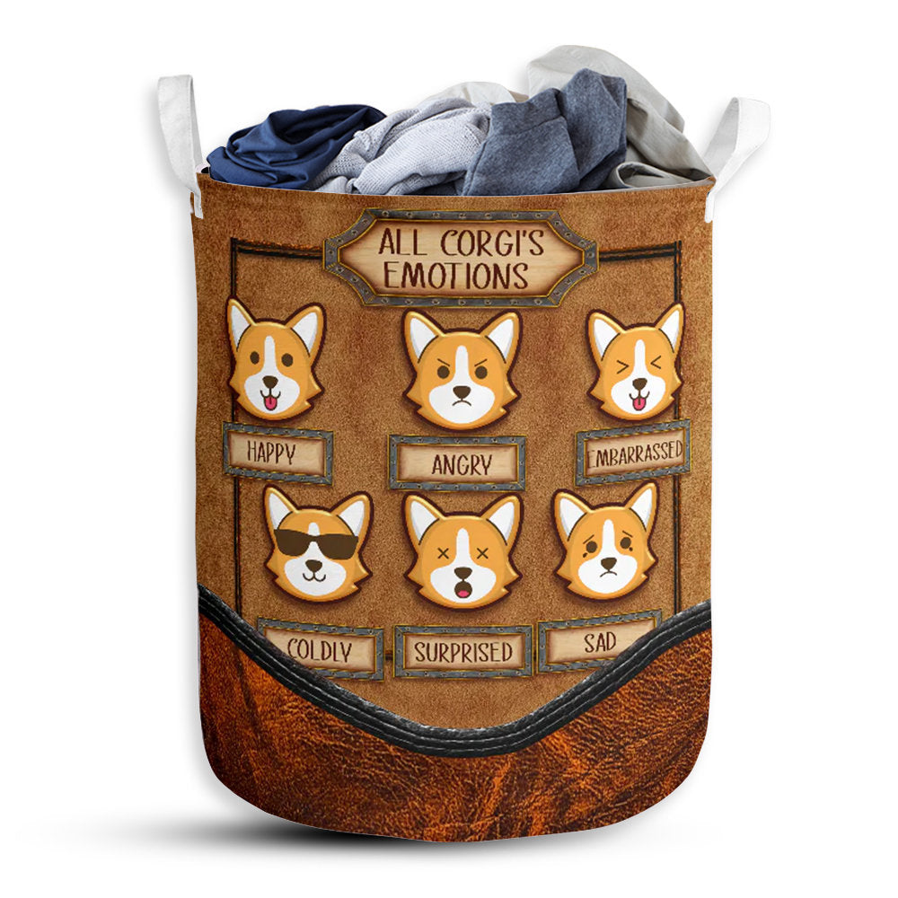 S: 17.72”x13.78” (45x35 cm) Corgi Emotions Basic Style - Laundry basket - Owls Matrix LTD