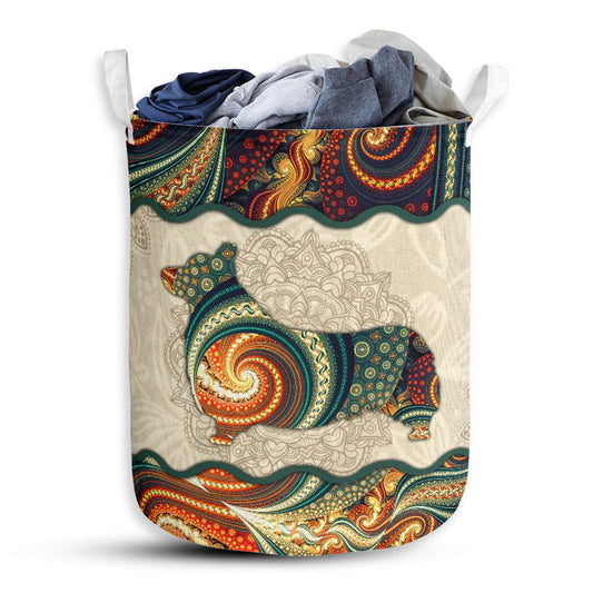 S: 17.72”x13.78” (45x35 cm) Corgi Galaxy Mandala Style - Laundry Basket - Owls Matrix LTD