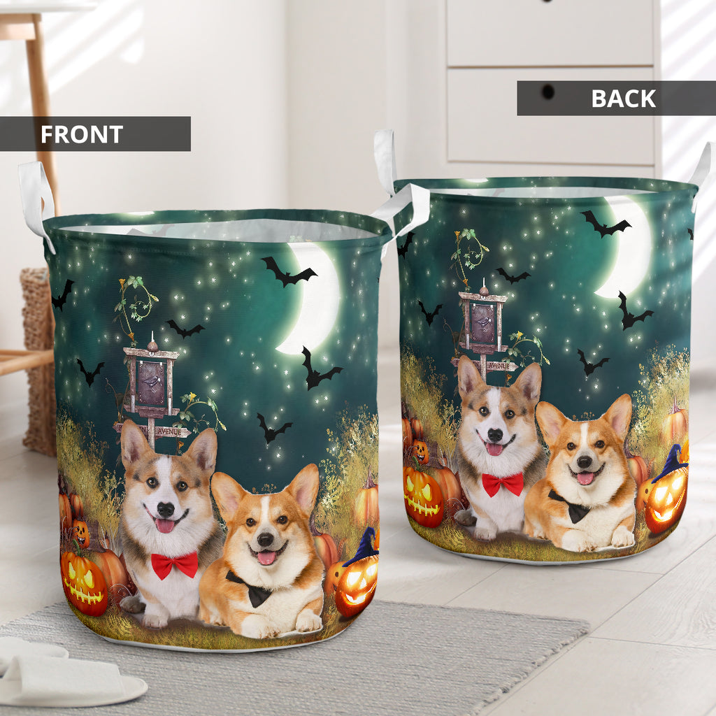 Corgi Halloween All Night - Laundry Basket - Owls Matrix LTD