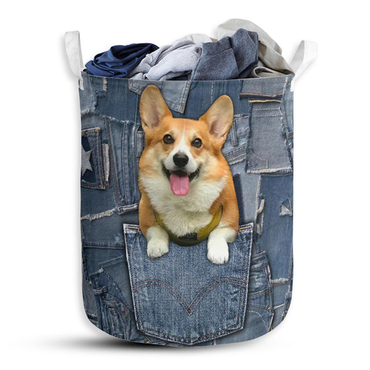 S: 17.72”x13.78” (45x35 cm) Corgi Jean Basic Style - Laundry Basket - Owls Matrix LTD