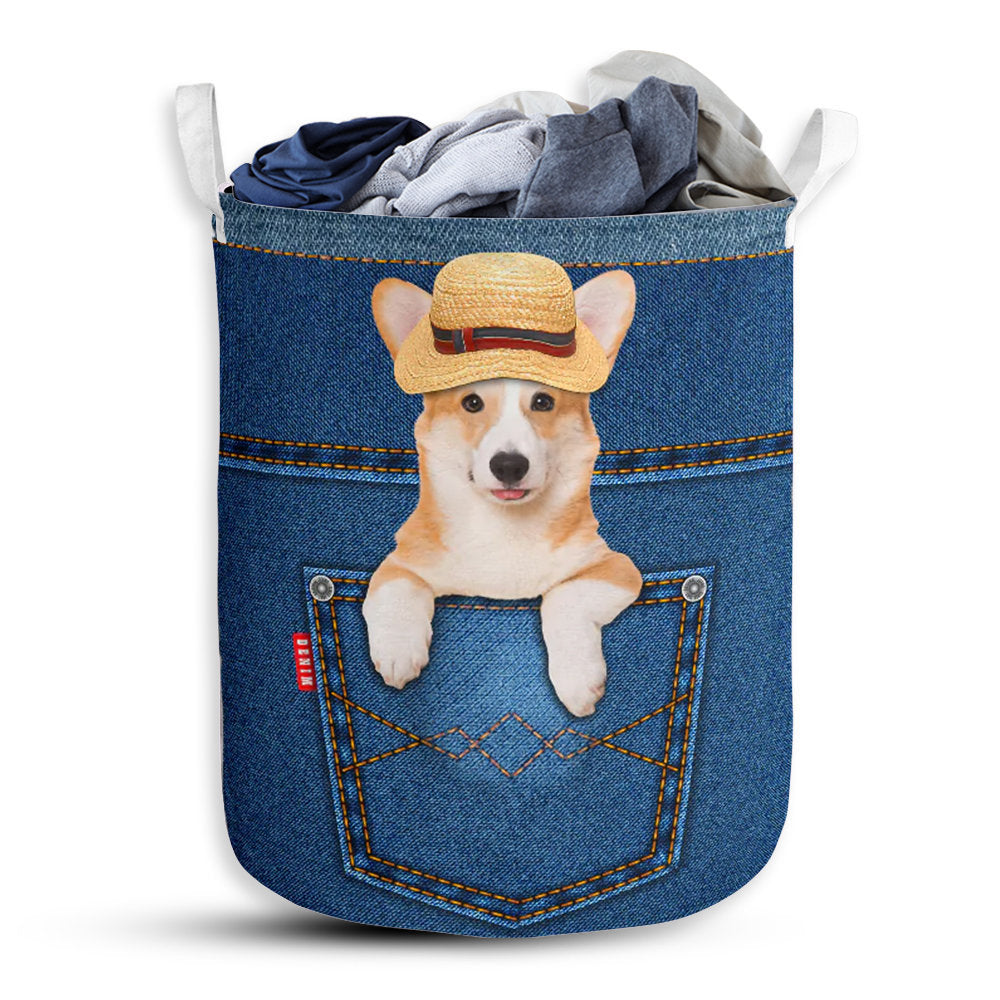 S: 17.72”x13.78” (45x35 cm) Corgi Jean Basic Lovely Style - Laundry Basket - Owls Matrix LTD
