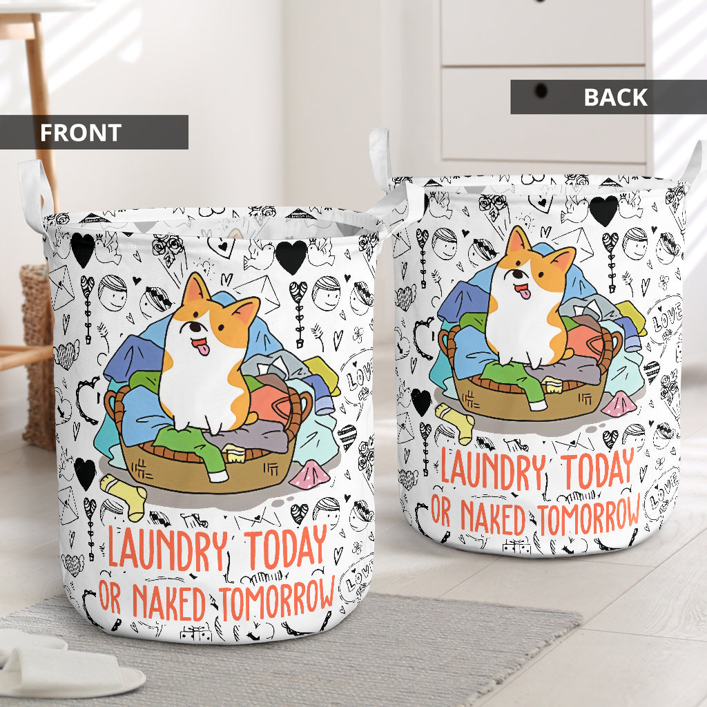 Corgi Love Pattern Laundry Pattern - Laundry Basket - Owls Matrix LTD