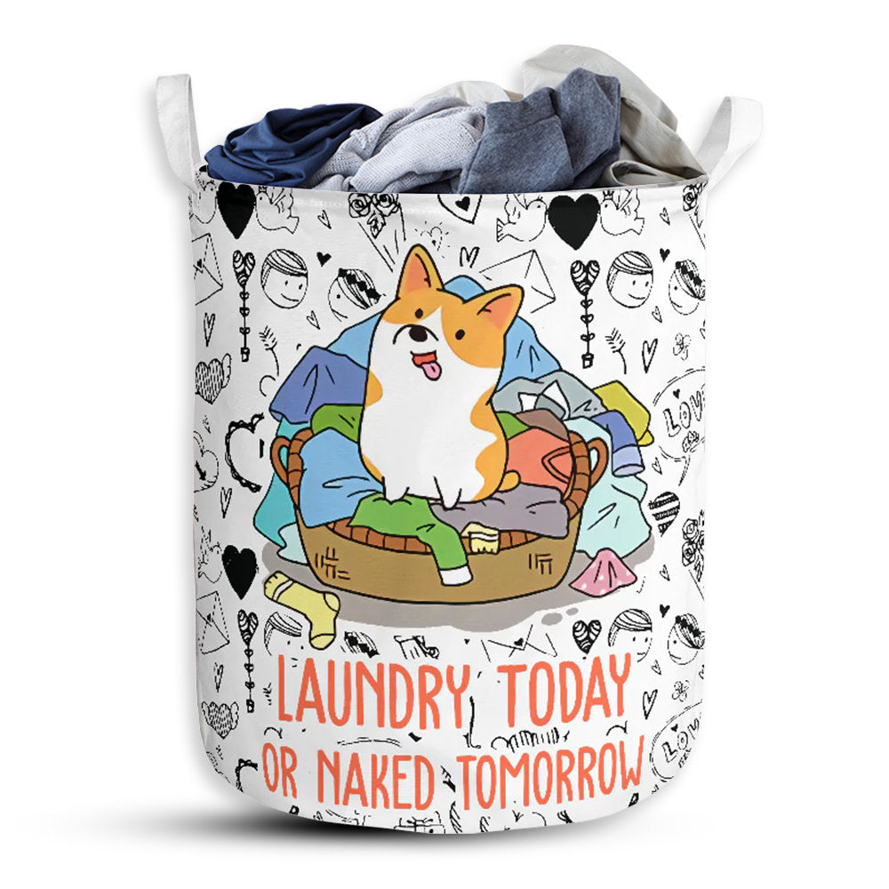 S: 17.72”x13.78” (45x35 cm) Corgi Love Pattern Laundry Pattern - Laundry Basket - Owls Matrix LTD