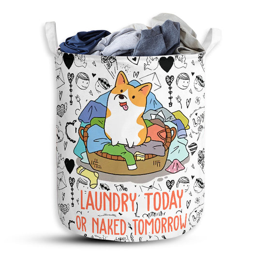 S: 17.72”x13.78” (45x35 cm) Corgi Love Pattern Laundry Pattern - Laundry Basket - Owls Matrix LTD